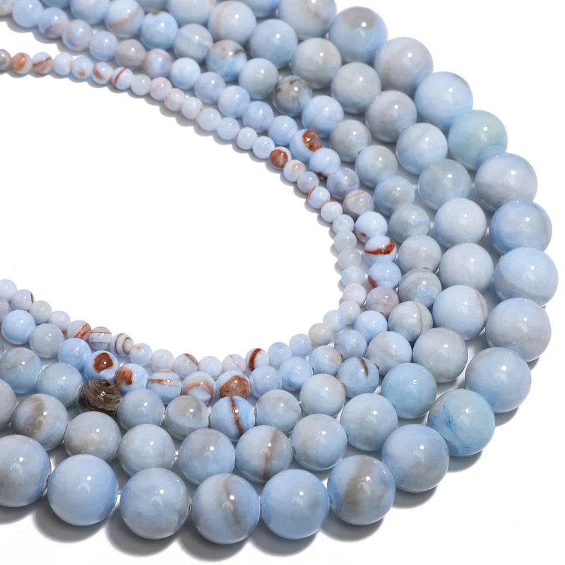 Natural Blue Persian Jade Beads for Jewelry Making DIY Charms & Bracelets - Multiple Sizes
