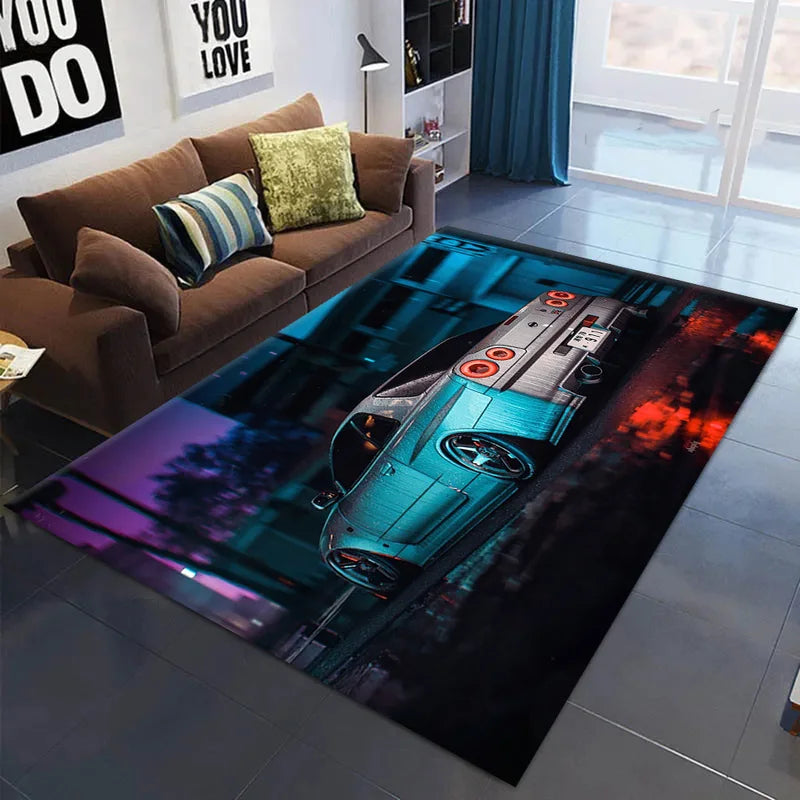 Car Skyline GTR R34 Floor Carpet Rug Non-Slip Home Decor for Living Room