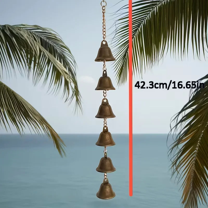 Rustic Metal Wind Chime for Garden Courtyard Wall Decor - Handmade Iron Bell with Chain
