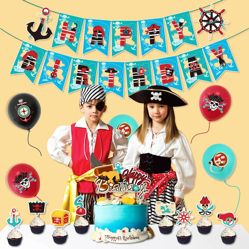 10pcs Pirate Party Balloons 12 Inch Latex Decorations for Birthday Celebration