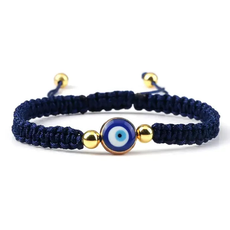 Men's Woven Fatima Hamsa Hand Bracelet with Evil Eye Charm - Unisex Spiritual Jewelry