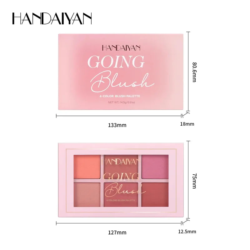 Long Wear Blush Makeup Palette - Buildable Matte Color Face Powder for Cheeks & Contouring