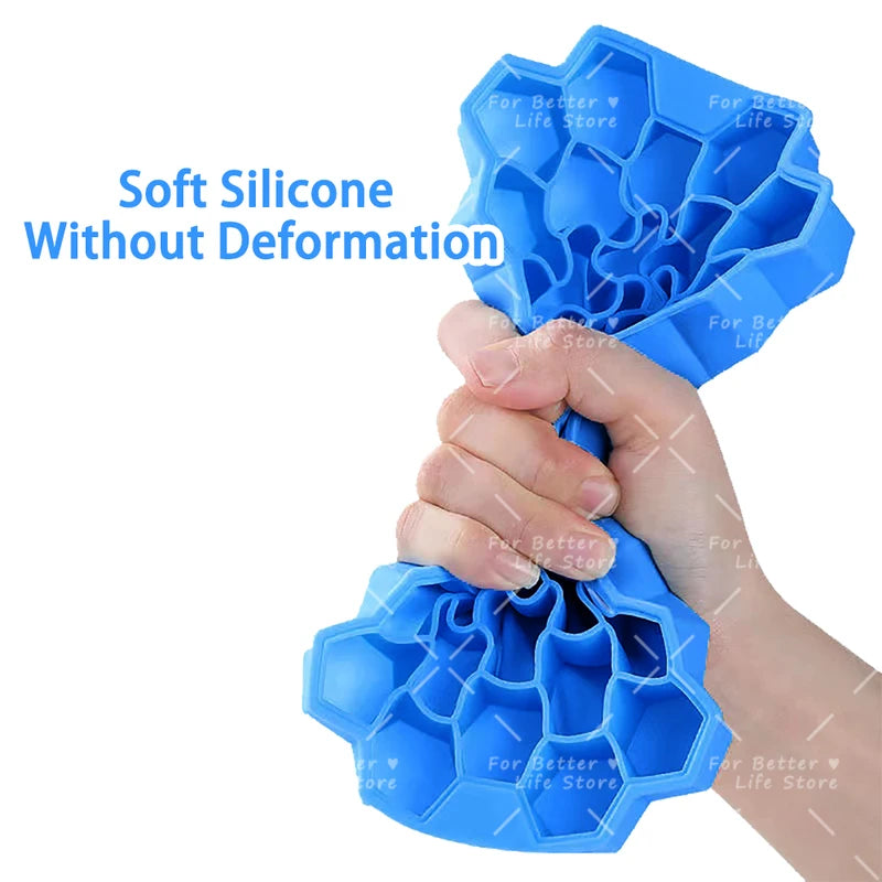 Food Grade Silicone Honeycomb Ice Cube Mold with Cover - Reusable & Easy Removable