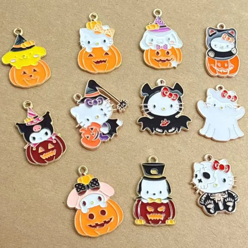 Halloween Cat Alloy Charm Set for Earring Keychain DIY Jewelry Accessories