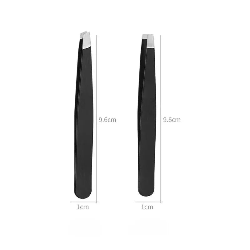 Stainless Steel Eyebrow Tweezer Set with Slant, Flat, Hook & Point Tips - Beauty Tools for Eyebrow Shaping & Ingrown Hair Removal