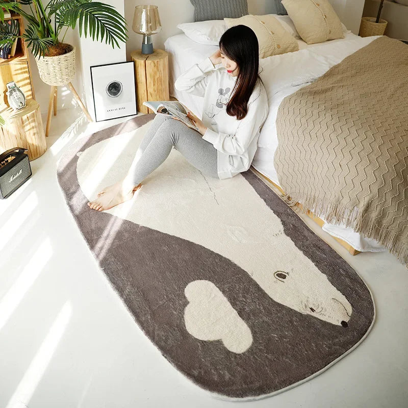 Cute Bear Bedside Rug - Non-Slip Fluffy Child Bedroom Floor Mat