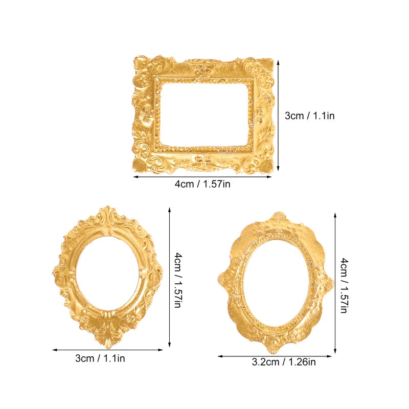 Mini Photo Frame Set - Resin Dollhouse Decorative Picture Frames, 15 Pieces