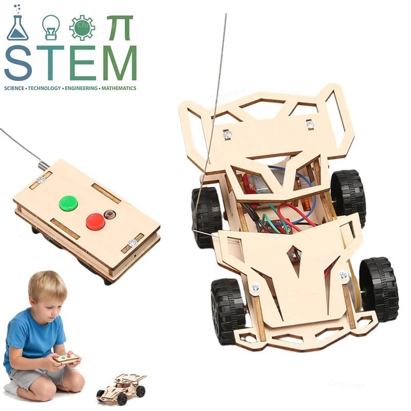 DIY Wooden Remote Control Car Kit - Four-Wheel Drive Racing STEM Toy for Teens