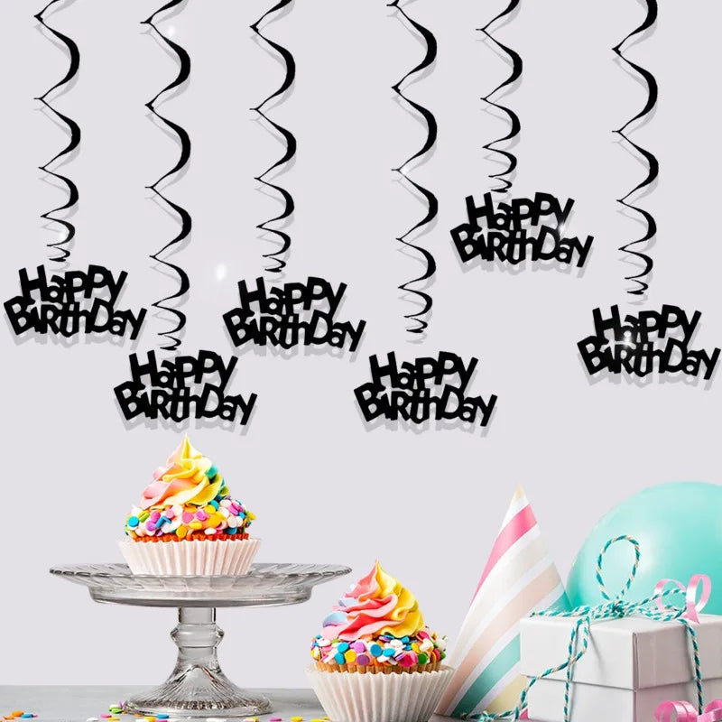 Colorful Happy Birthday Spiral Hanging Decorations Ceiling Streamers Party Supplies