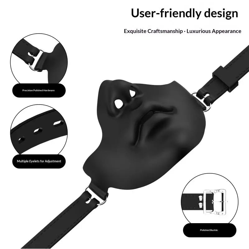 Black Silicone Half Face Mask with Adjustable Strap for Halloween Cosplay Party