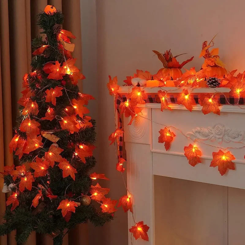 Maple Leaf String Lights Waterproof Outdoor Decor for Halloween & Autumn