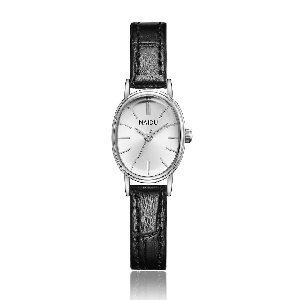 Elegant Ladies Quartz Watch with Smooth Dial and Oval Case - Multiple Colors