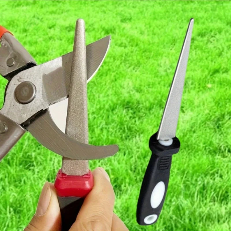 Diamond Sharpener Stone Double-Sided Flat & Curved Design Easy Grip Handle