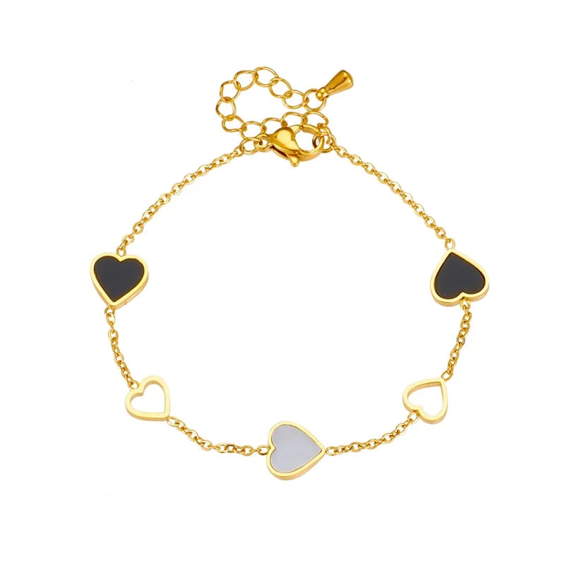 Heart Love Charm Bracelet for Women Girls Stainless Steel Jewelry Birthday Gift