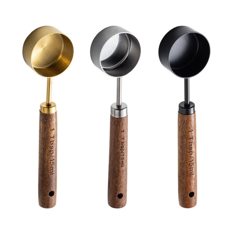 Coffee Bean Measuring Spoon - Walnut Wood Small Measuring Spoon for Coffee & Spices