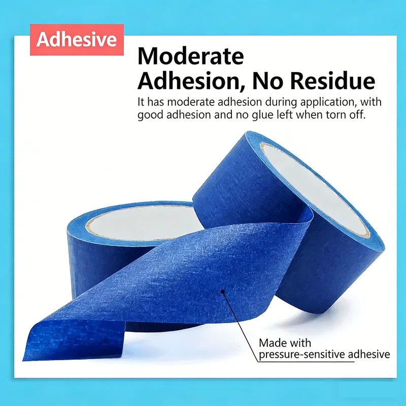 Blue Masking Tape for Painting Edges and Ceilings - Residue-Free DIY Masking Tape