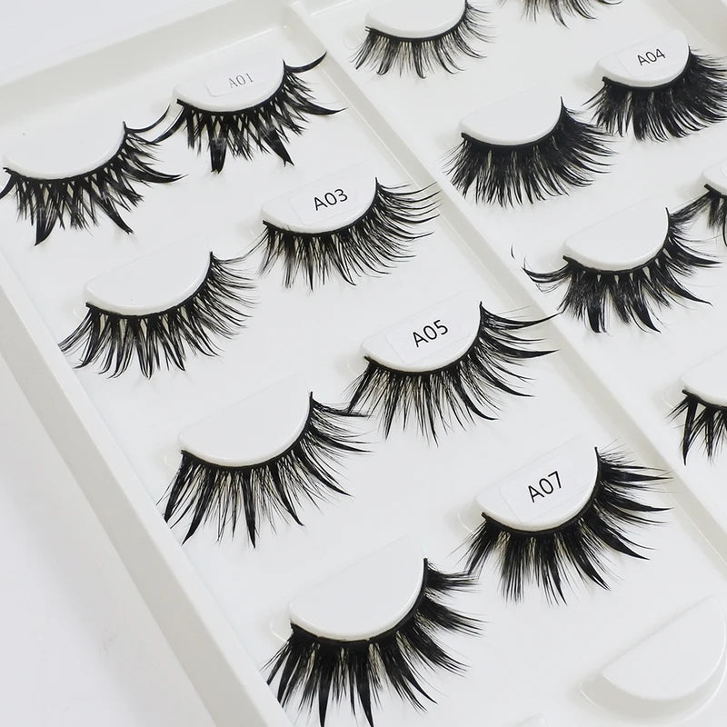 Long Thick Natural False Eyelashes Wet Manga Style 15-20mm for Eye Makeup