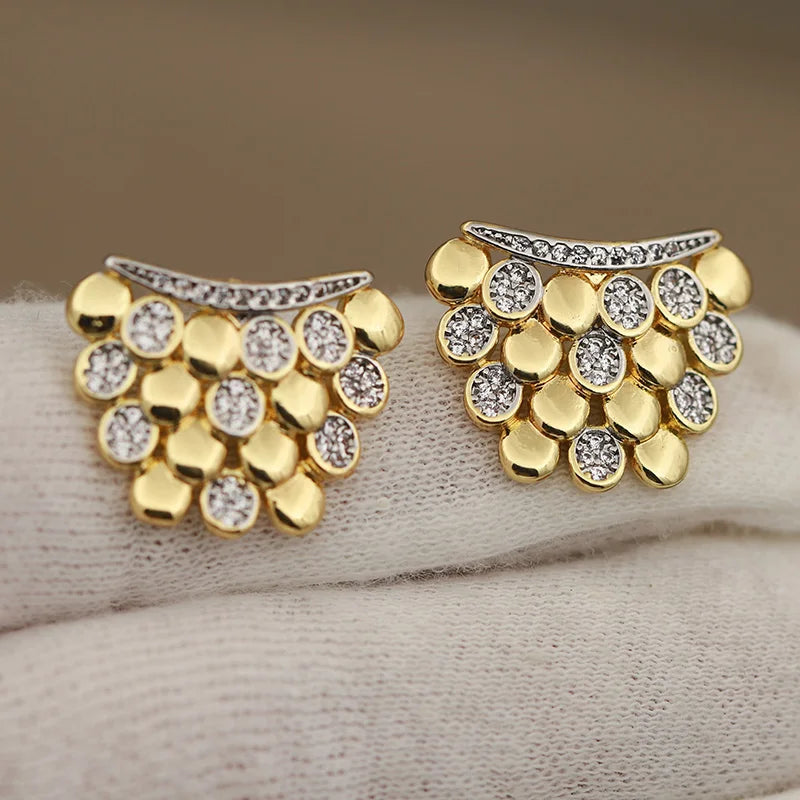 Luxury Crystal Geometric Stud Earrings for Women - Zirconia Jewelry