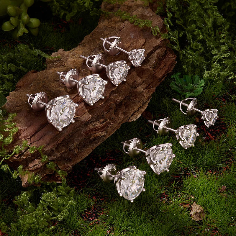 Moissanite Stud Earrings 0.5-3CT in Sterling Silver for Women Wedding Jewelry