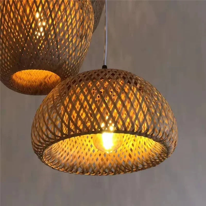 Boho Rattan Wicker Bamboo Pendant Light Ceiling Chandelier Home Decor