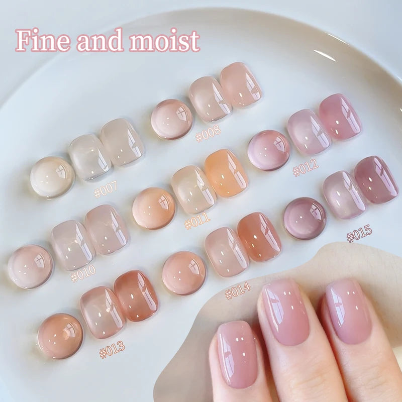 15ML Gel Nail Polish Set - Ice Pink, Beige, Peach & Rose Colors for DIY Manicure