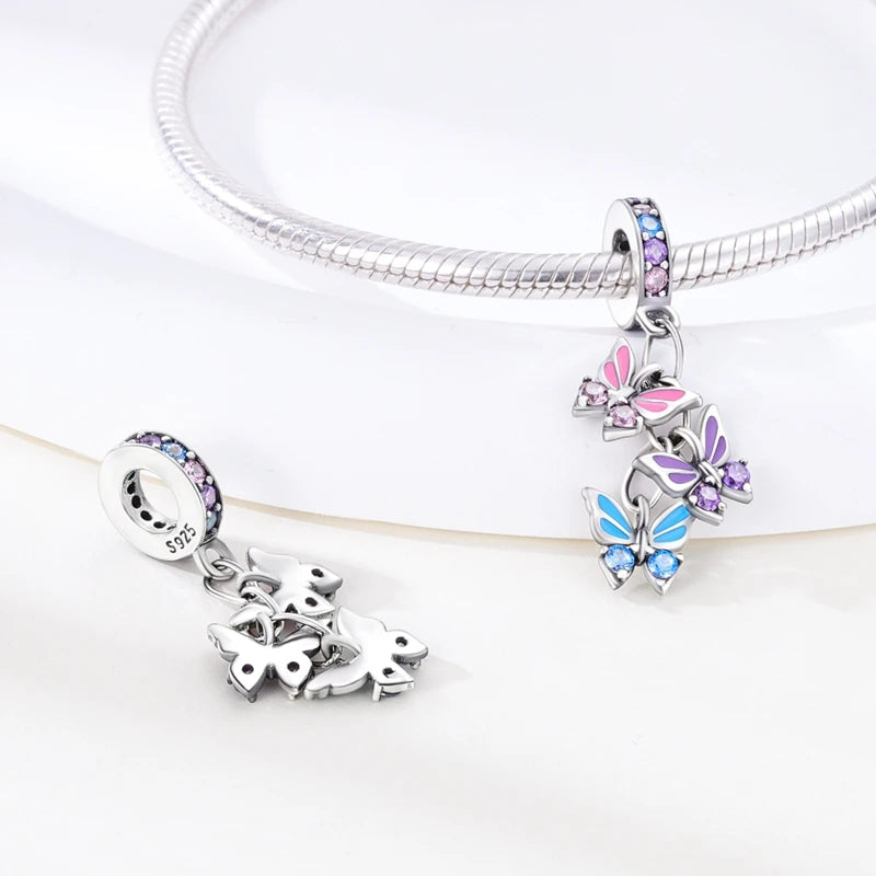Sterling Silver Pink Pendant Charm for DIY Jewelry Bracelets & Necklaces