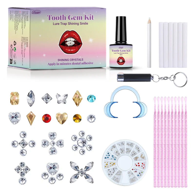 DIY Teeth Gems Kit with Glues and Light - Clear Precious Stone Dental Jewelry