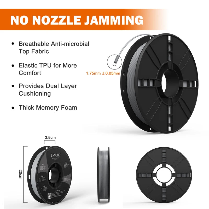 Flexible TPU Filament 1.75mm for 3D Printing - 0.5kg Spool, Multiple Colors
