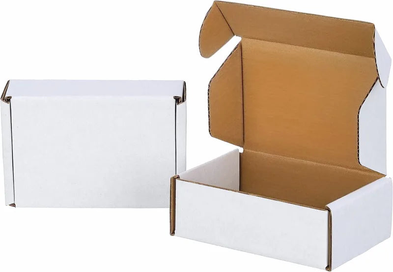 50 Pack Small Corrugated Gift Boxes 6x4x2 Inch White Cardboard Shipping Packaging