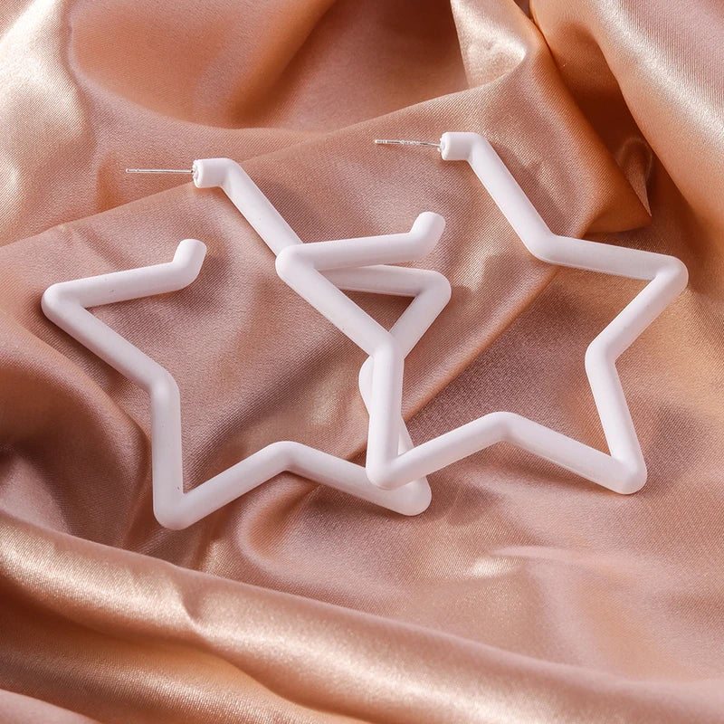 Geometric Neon Acrylic Hoop Earrings for Women - Star, Heart, Triangle Styles
