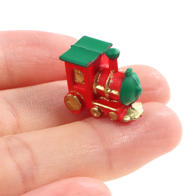 Dollhouse Miniature Wooden Train - DIY Doll House Decor Accessories, 1:12 Scale
