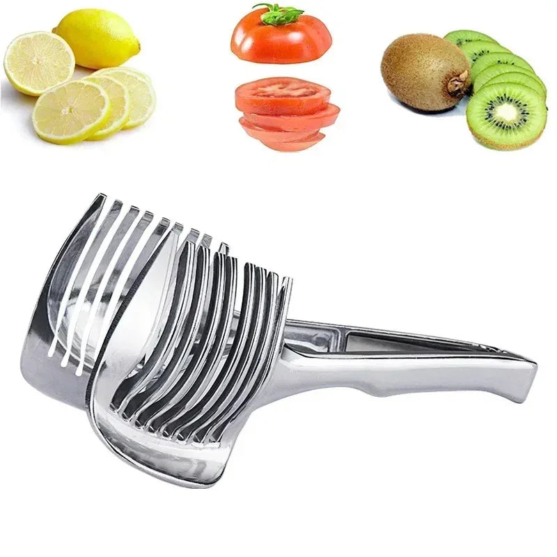 Kitchen Fruit Slicer for Citrus Tomatoes & Onion - Stainless Steel Handheld Tool
