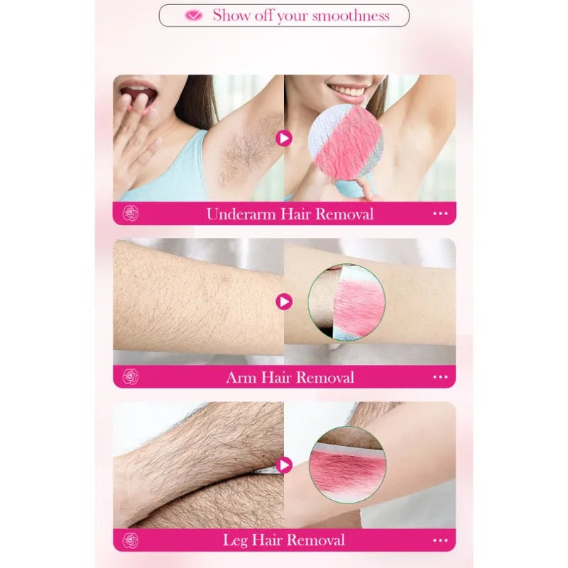 Cold Wax Strips for Body Hair Removal - 10 Pieces / 20 Sides, Gentle & Safe