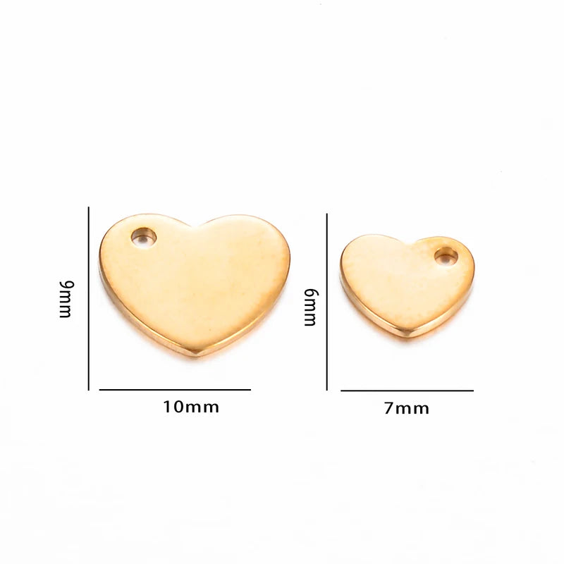 100pcs Stainless Steel Heart Charms for DIY Jewelry Making - Versatile Jewelry Accessories