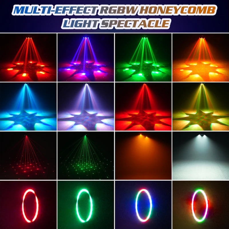 150W RGBW Moving Head Stage Light with Honeycomb Beam & Strobe Effects for DJ Parties