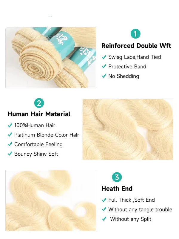 Brazilian Hair Extensions, Body Wave Remy Human Hair Weave Bundles - Long 16-40 Inch