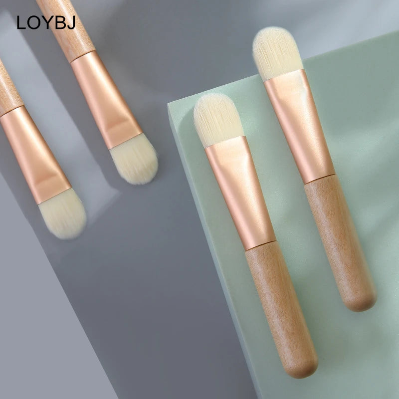 Facial Mask Brush Set - Soft Fiber, Wooden Handle, Portable Makeup Tools