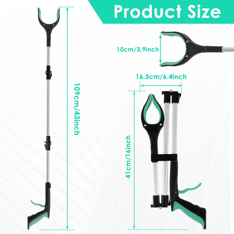 Foldable Hand Reacher Grabber Tool for Trash and Item Pickup - Portable Collapsible