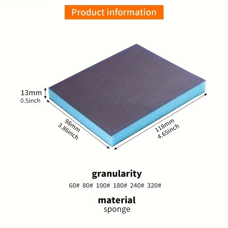 6PCS Washable Sanding Sponges 60-320 Grit Wet Dry Abrasive Blocks for Metal Wood Polishing