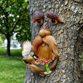 Tree Face Decor Bird Feeder with Glowing Eyes Outdoor Yard Garden Sculpture