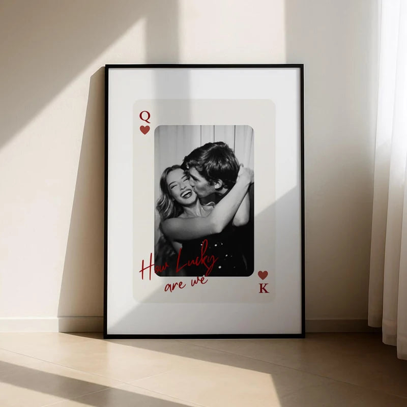 Customized Couple Canvas Wall Art - Lucky Number Photo Poster for Home Decor