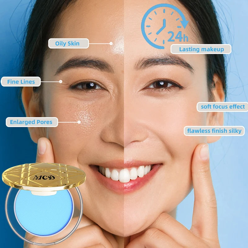 Oil-Control Full Coverage Matte Face Powder with Puff - Multiple Colors