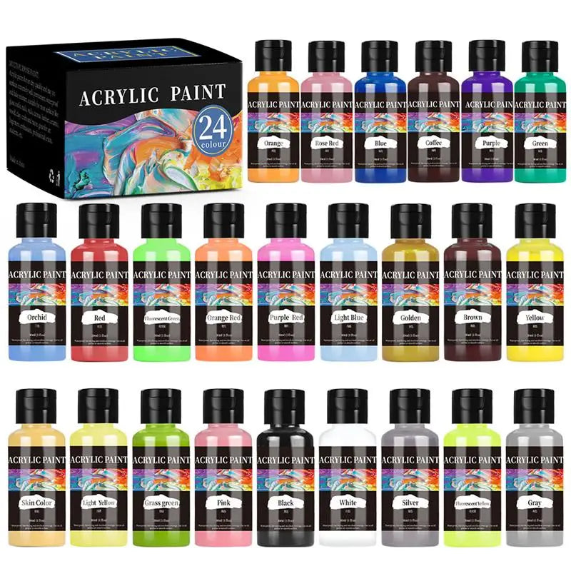 Acrylic Paint Colors for Leather Fabric Clothing DIY Craft 30ml Bottle