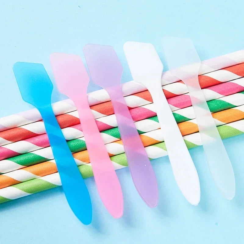 100Pcs Disposable Cosmetic Mask Spatulas & Mixing Sticks - Skin Care & Makeup Tools