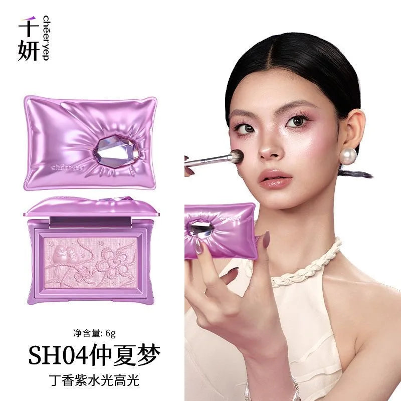 Highlighter & Blush Face Powder Set - Champagne Gold, Pink & Matte Finishing