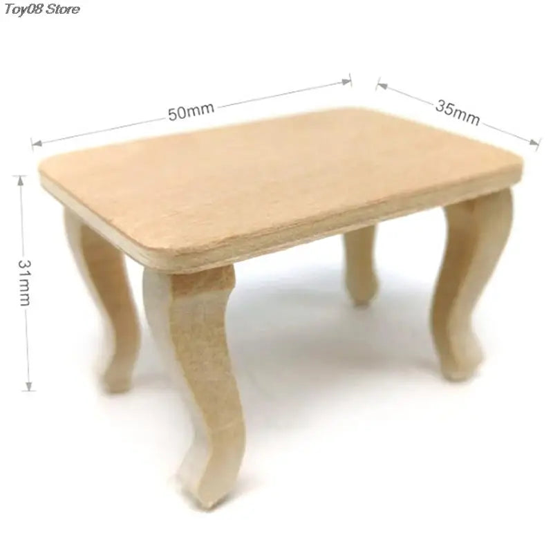 Mini Wooden Dollhouse Table - 1:12 Scale Dollhouse Miniature Furniture