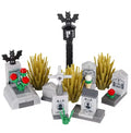 Halloween Scene Building Blocks Kit - Cemetery Tombstone, Vampire, Pumpkin, Bat, Candle Light, Toy Gift