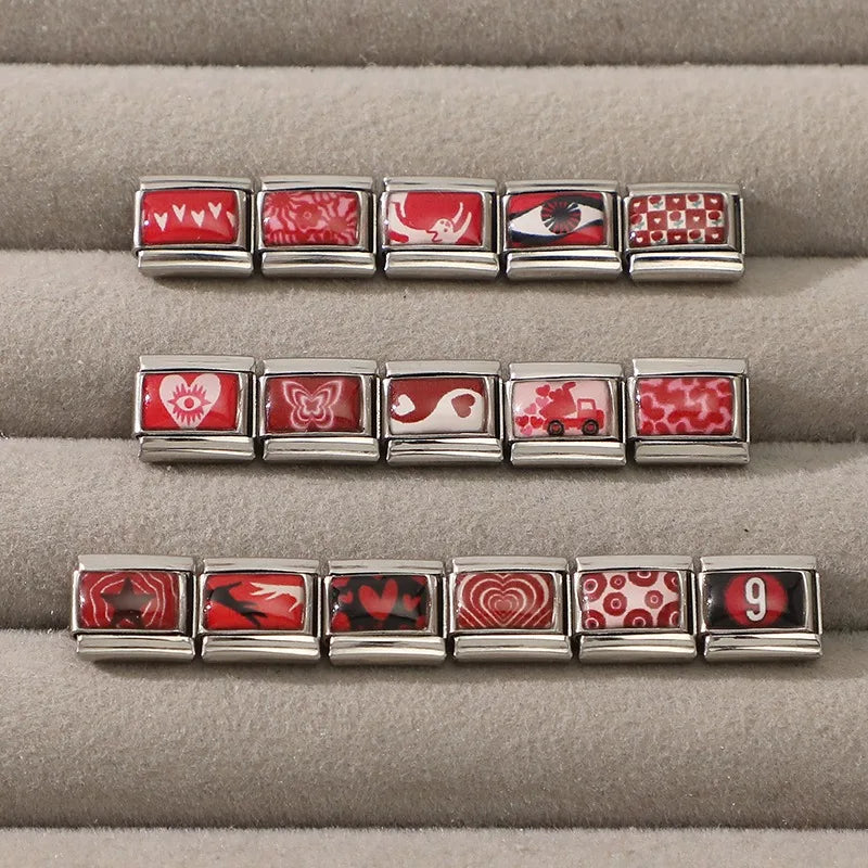 Personalized DIY Charm Bracelet with Flower, Cat, Heart & Digit Beads - Stainless Steel Jewelry