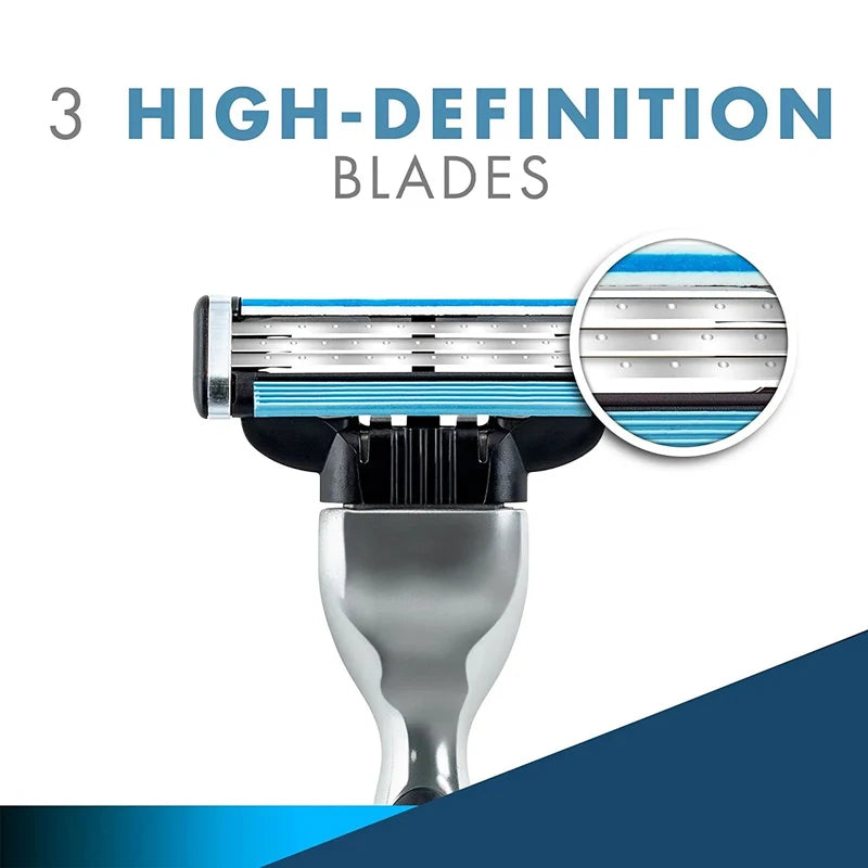 Men's Razor Blade Refills for Shaving - 3-Layer Lubrication, Fast Cutting