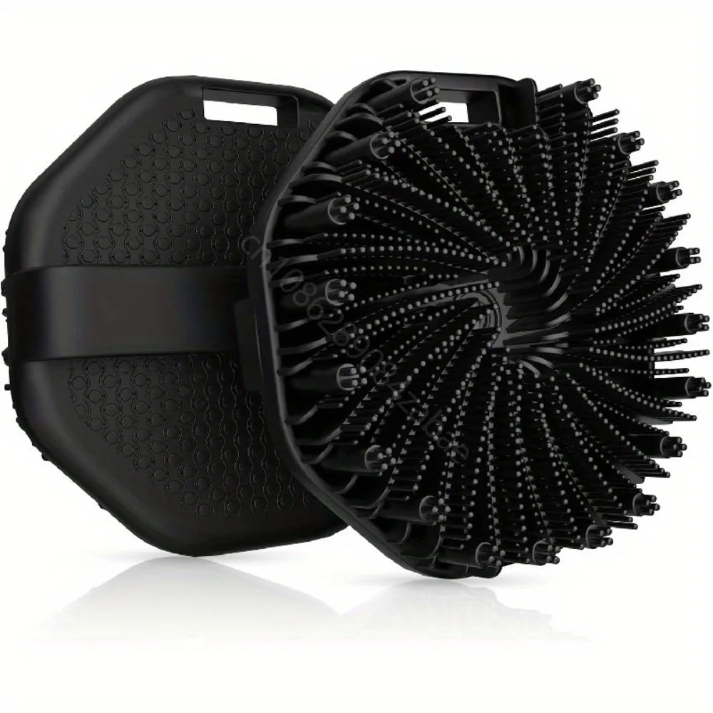 Silicone Back Brush Exfoliating Shower Sponge with Handle - Skin Massager